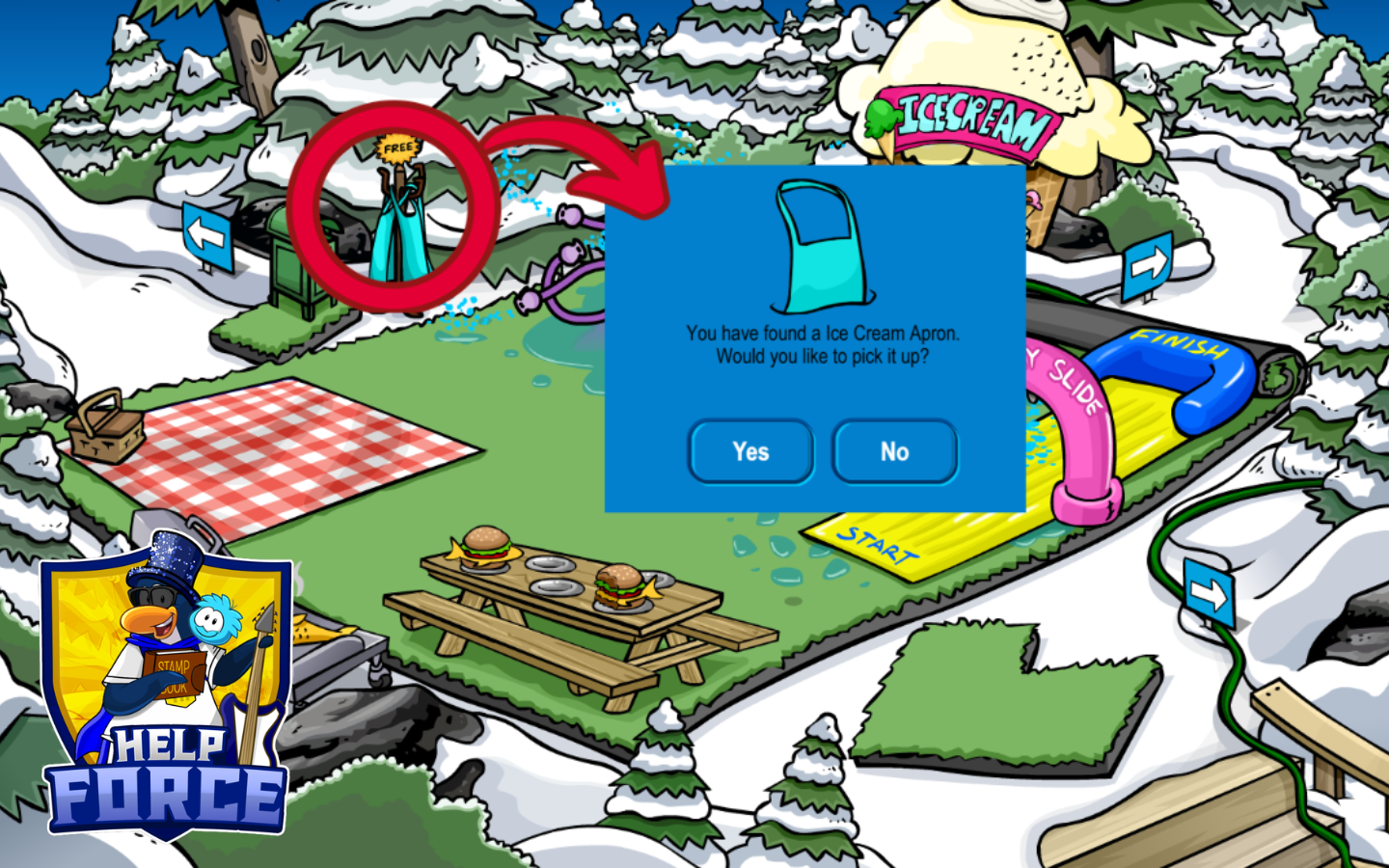 Ice Cream Apron location in the Forest during the Summer Splashdown Party