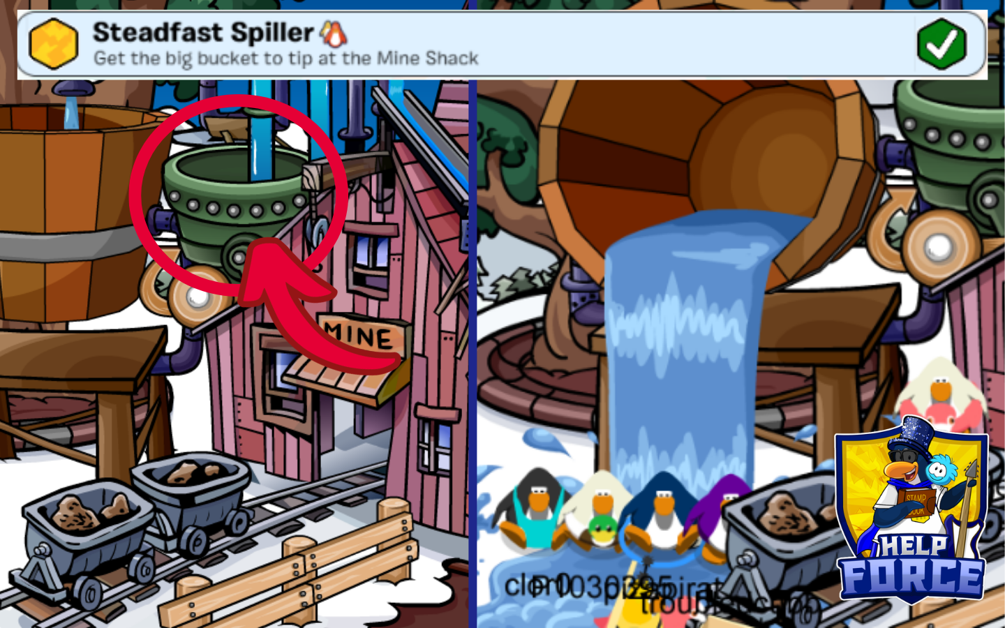 Steadfast Spiller bucket quest at the Mine Shack
