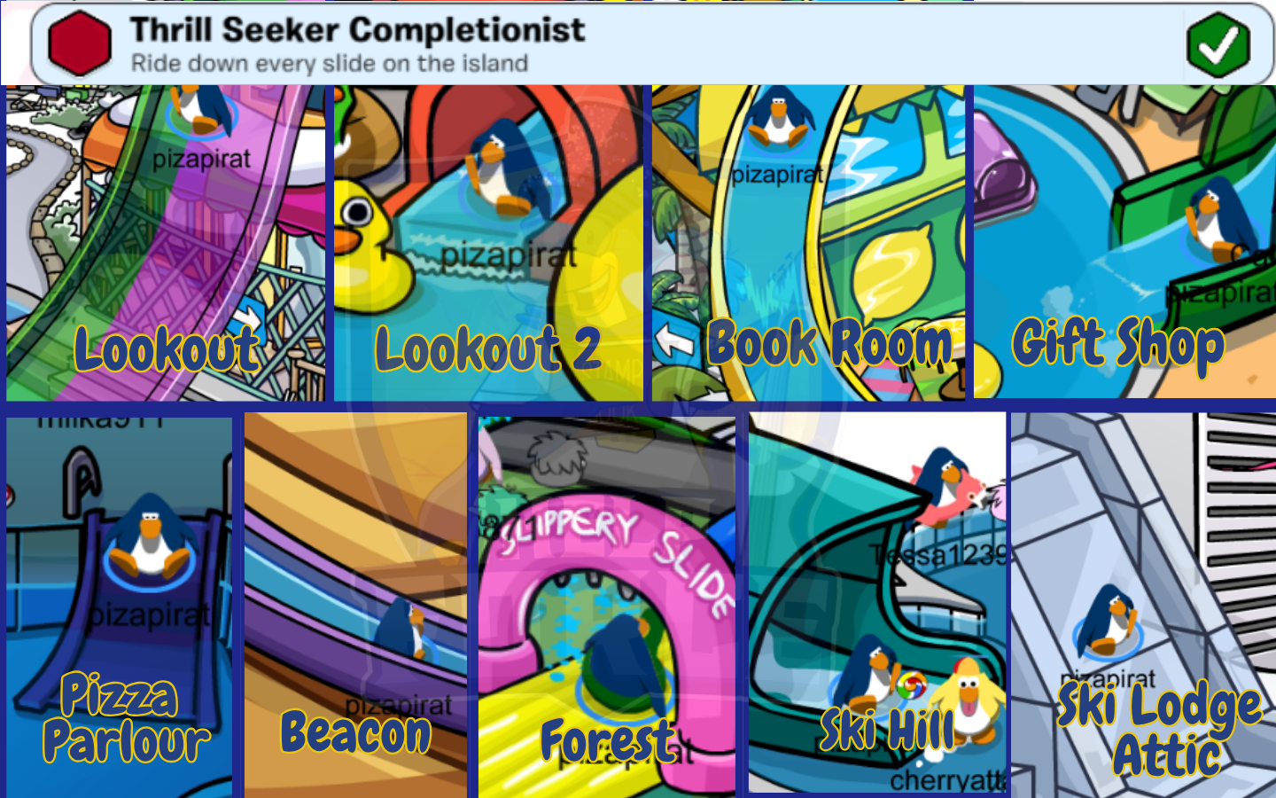 All 9 slide locations for the Thrill Seeker Completionist quest