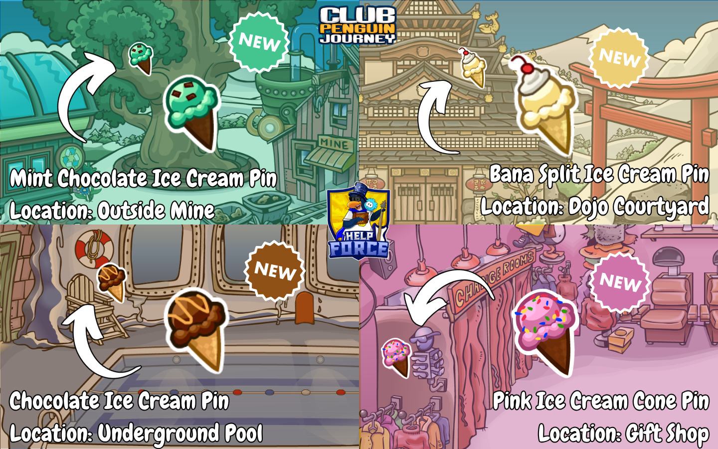 Club Penguin Journey pin locations for 25th August 2026