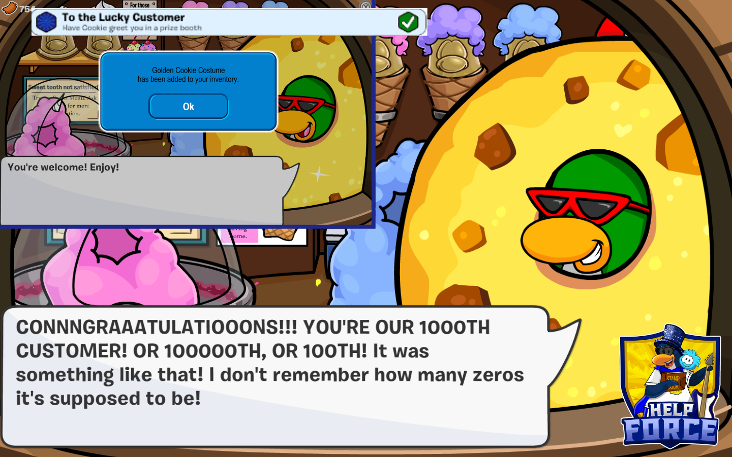 Club Penguin Journey Food Fair 2026 To the Lucky Costumer quest