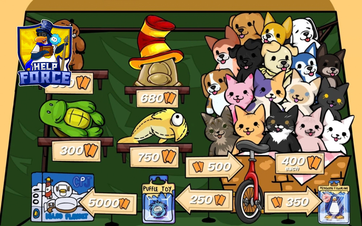 Club Penguin Journey Food Fair 2026 Circus Entrance Prize Booth items