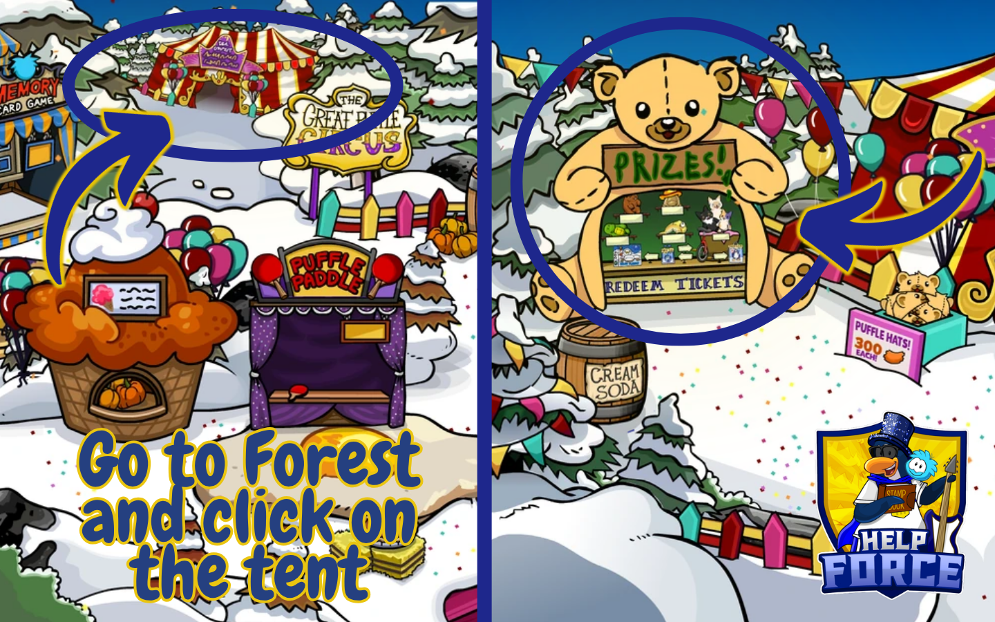 Club Penguin Journey Food Fair 2026 Circus Entrance Prize Booth location