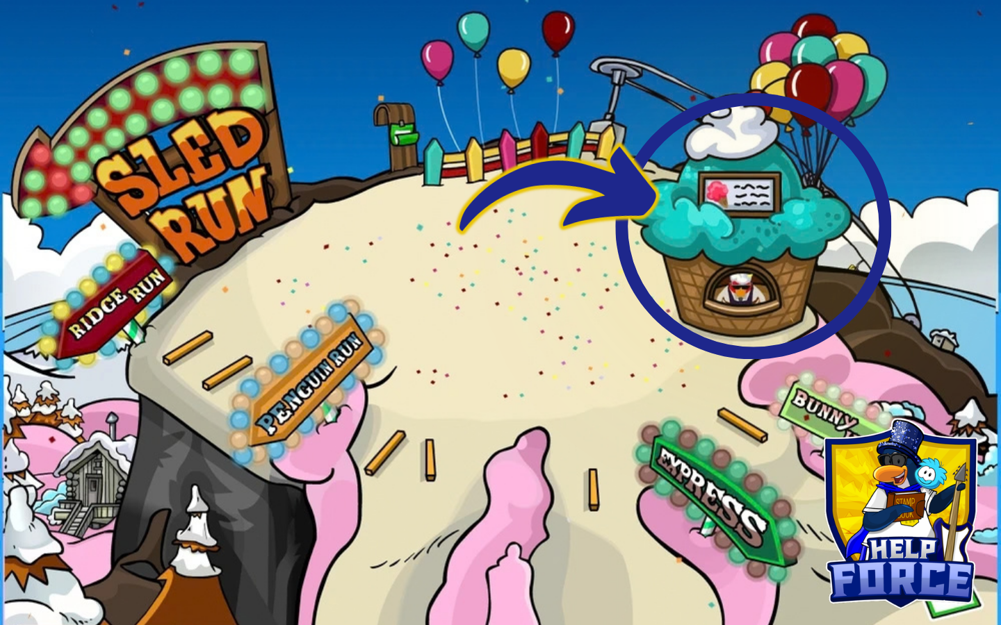 Club Penguin Journey Food Fair 2026 Sweets Booth location at Ski Hill