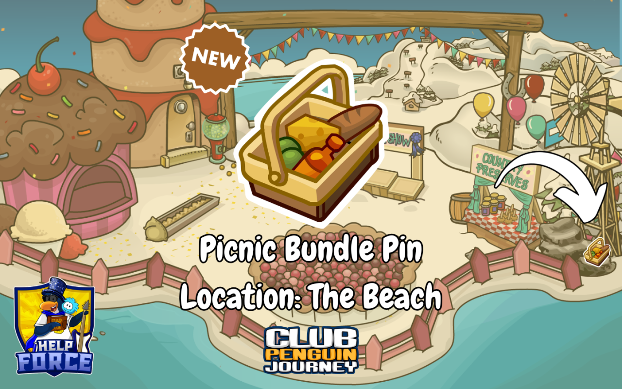 Club Penguin Journey Picnic Bundle Pin location at The Beach